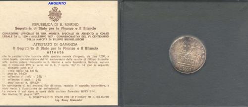 01rsm 1000 lire brunelleschi 1977